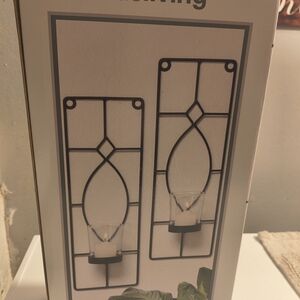 Black Metal Wall Sconce Candle Holders